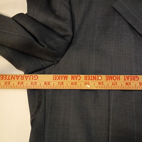 Paulo Solari Athletic Fit Blazer 46L Blue Plaid Wool Sport Coat 4 Button No Vent - Picture 6 of 12